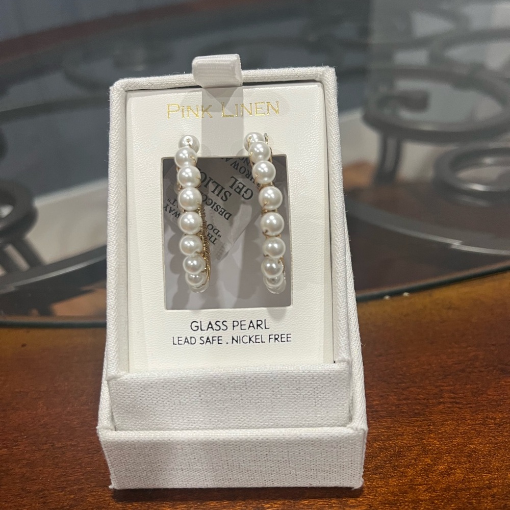 Women's Hoop Pearl Nickel Free Earrings and Lead Safe Brand New